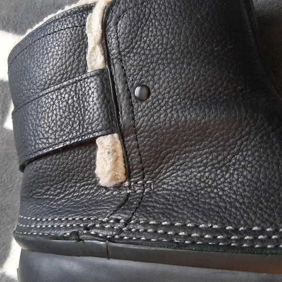 Sorel Black Leather Ankle Rubber Sherpa Lined Boots  NL2135-010 Size 9 - Picture 9 of 16
